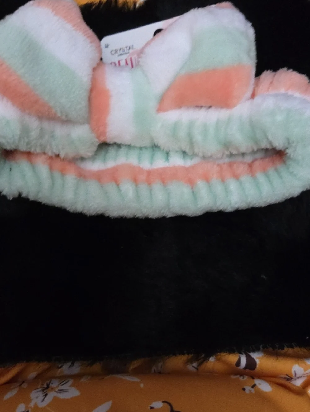 Kids Striped Bow Headband - Pastel Pink, Mint & White